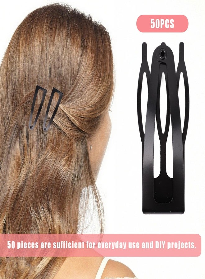 DAWZMR 50 PCS Metal Snap Hair Clips for Women Girls, 1.8" Black Double Grip Barrettes for Thick Fine Hair - Image 3
